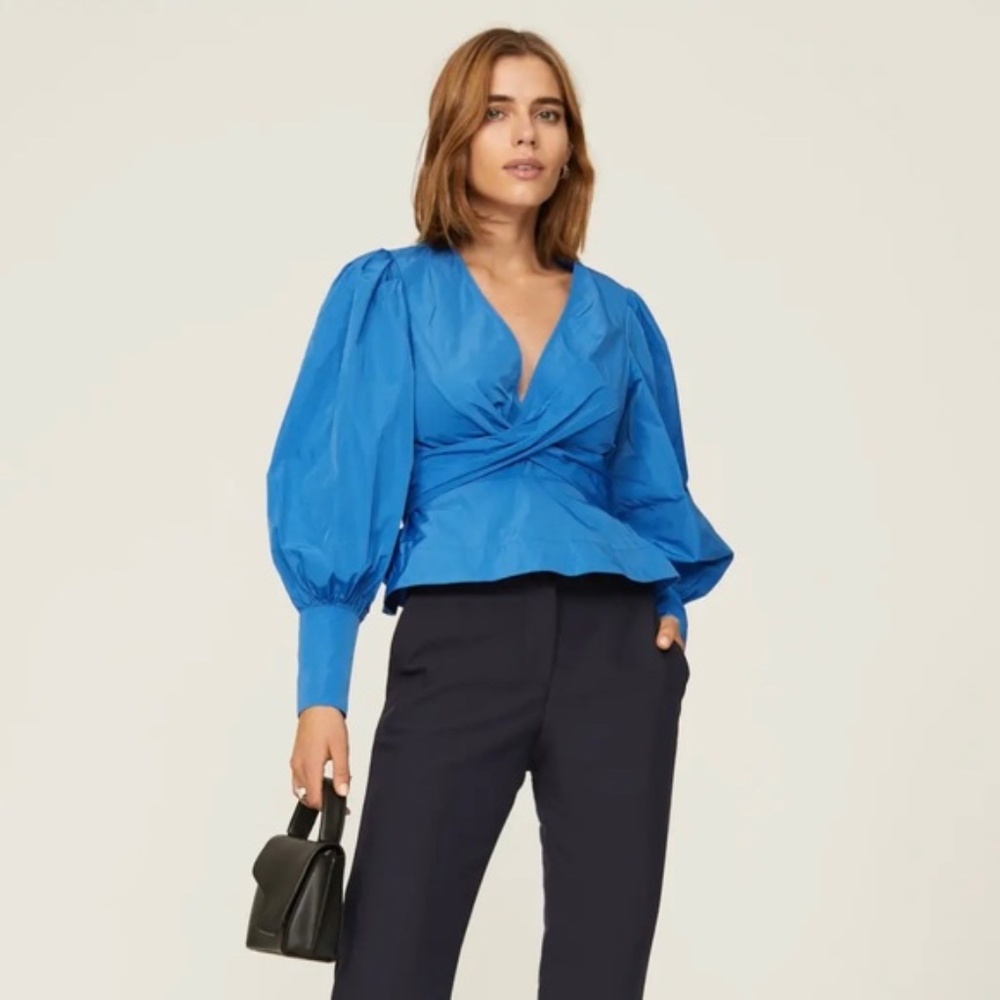 NWT Blouse Veronica Beard Seema Taffeta Peplum Size 12